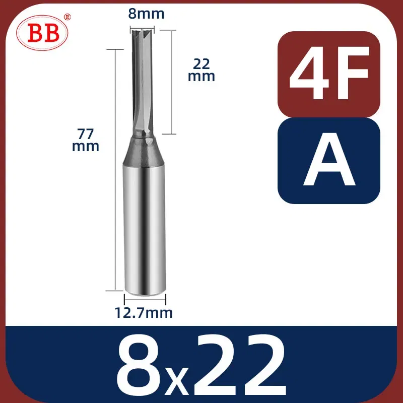Cutting Edge Length: 13mm, Dimensions: 3.175*1*3 - BB Straight Slot Milling Cutter CNC Wood Engraving Machine Mill Rough Shape TCT Coated Edge D 6mm 8mm 2T 3T 4F Shank 1/2 12.7mm