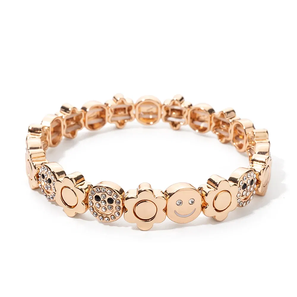 Metal Color: Silver Plated, Ships From: CHINA, Diameter: 50-52mm - 2024 New Rhinestone Happy Bangle For Women Diamond Hand Accessory