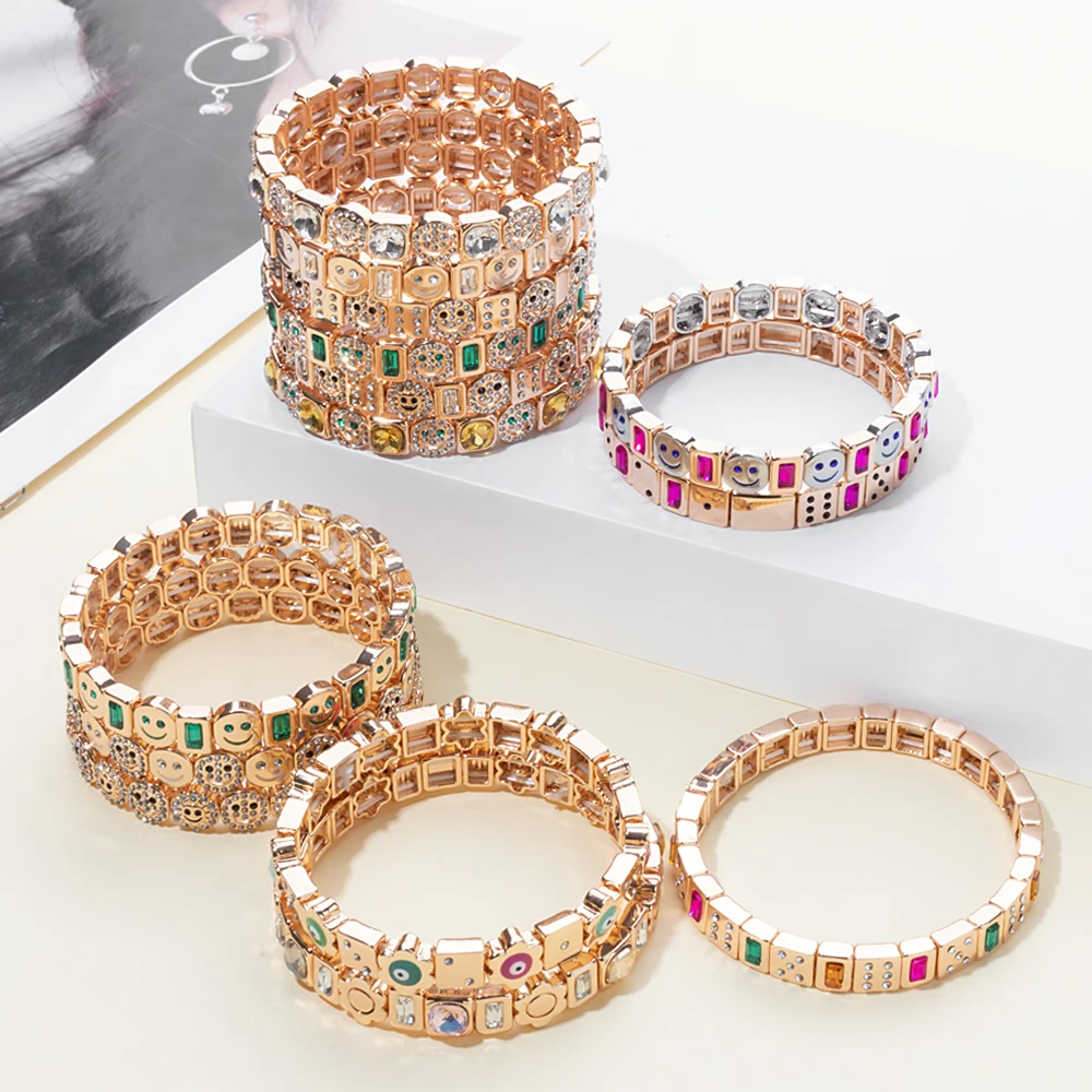 Metal Color: Silver Plated, Ships From: CHINA, Diameter: 50-52mm - 2024 New Rhinestone Happy Bangle For Women Diamond Hand Accessory