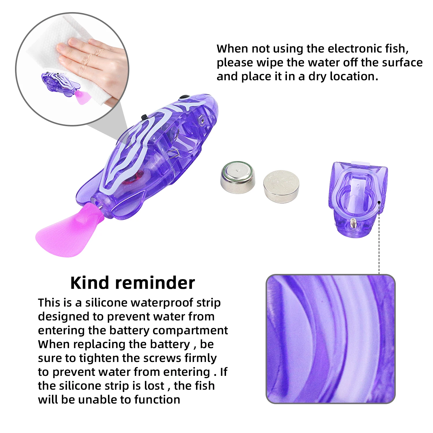 Color: WHITE - Children's Water Playing Electronic Fish Sensing Luminescent Toy Shower Shower Shower Swimming Swinging Fish