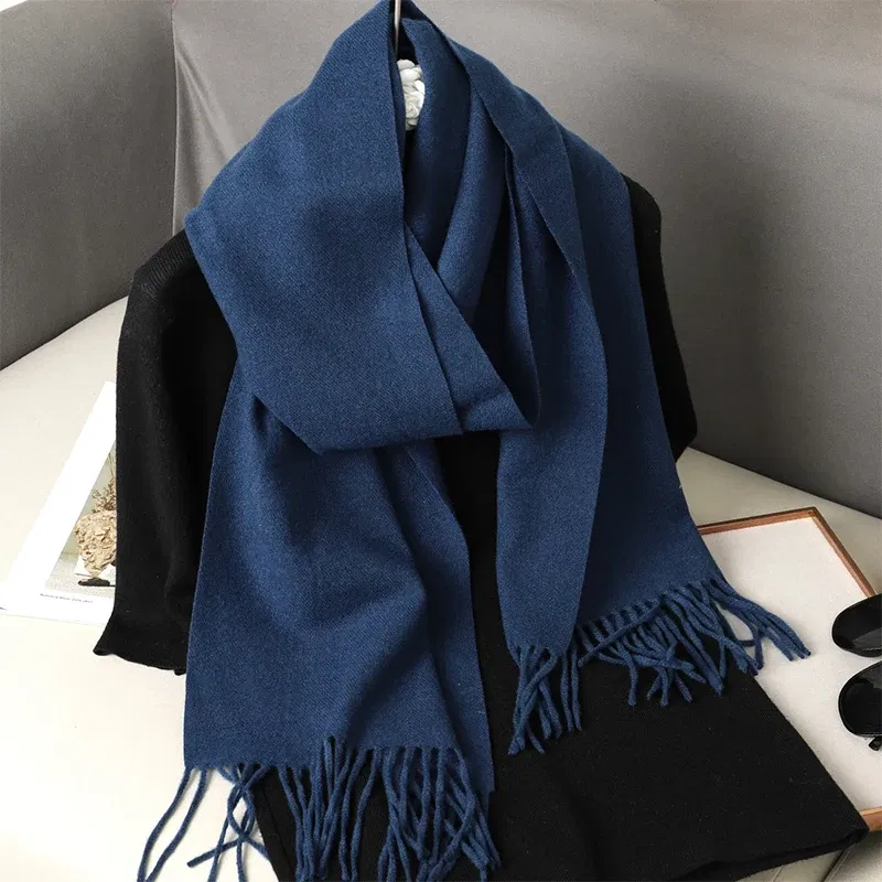 Color: Lavender - New 62 Color Winter Scarf For Women Long Warm Cashmere Scarves Hijab Solid Lady Shawl Wrap Female Pashmina Bandana Head Scarfs