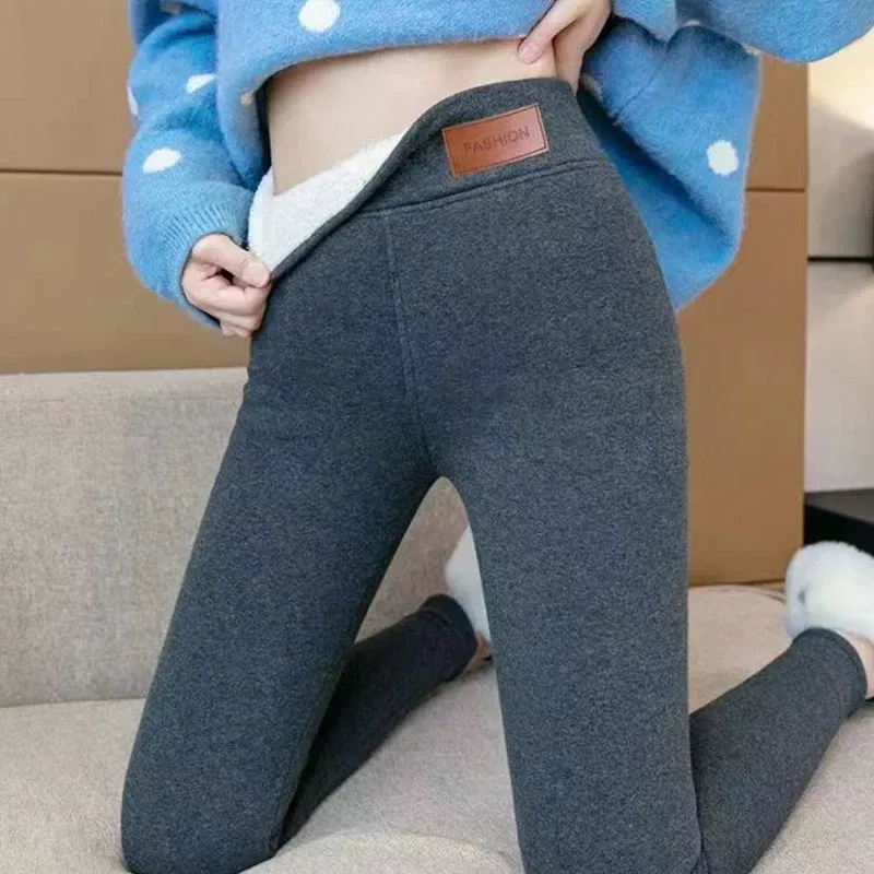 Color: black, Size: M - Thermal Leggings Women Winter Warm High Waist Simplicity Warm Pants Fashion Black Elasticity Autumn Velvet Comfortable Leggins