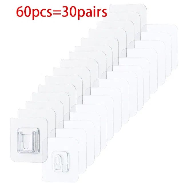 Color: Dark Khaki - Double-Sided Adhesive Wall Hooks Hanger Strong Transparent Suction Cup Sucker Hooks Kitchen Bathroom Storage Plug Socket Holders