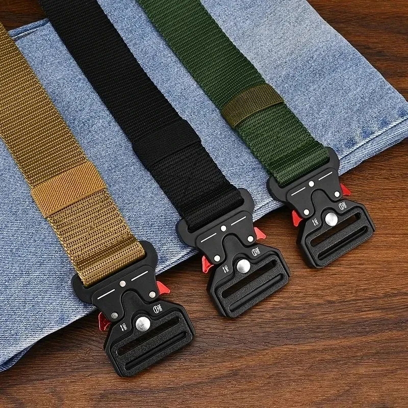 Color: Silver, Belt Length: 125cm - Men's Belt Outdoor Multi Function Belt High Quality Canvas For Nylon Male Luxury Belts Women's Sports Jeans Belt Neutral Belts