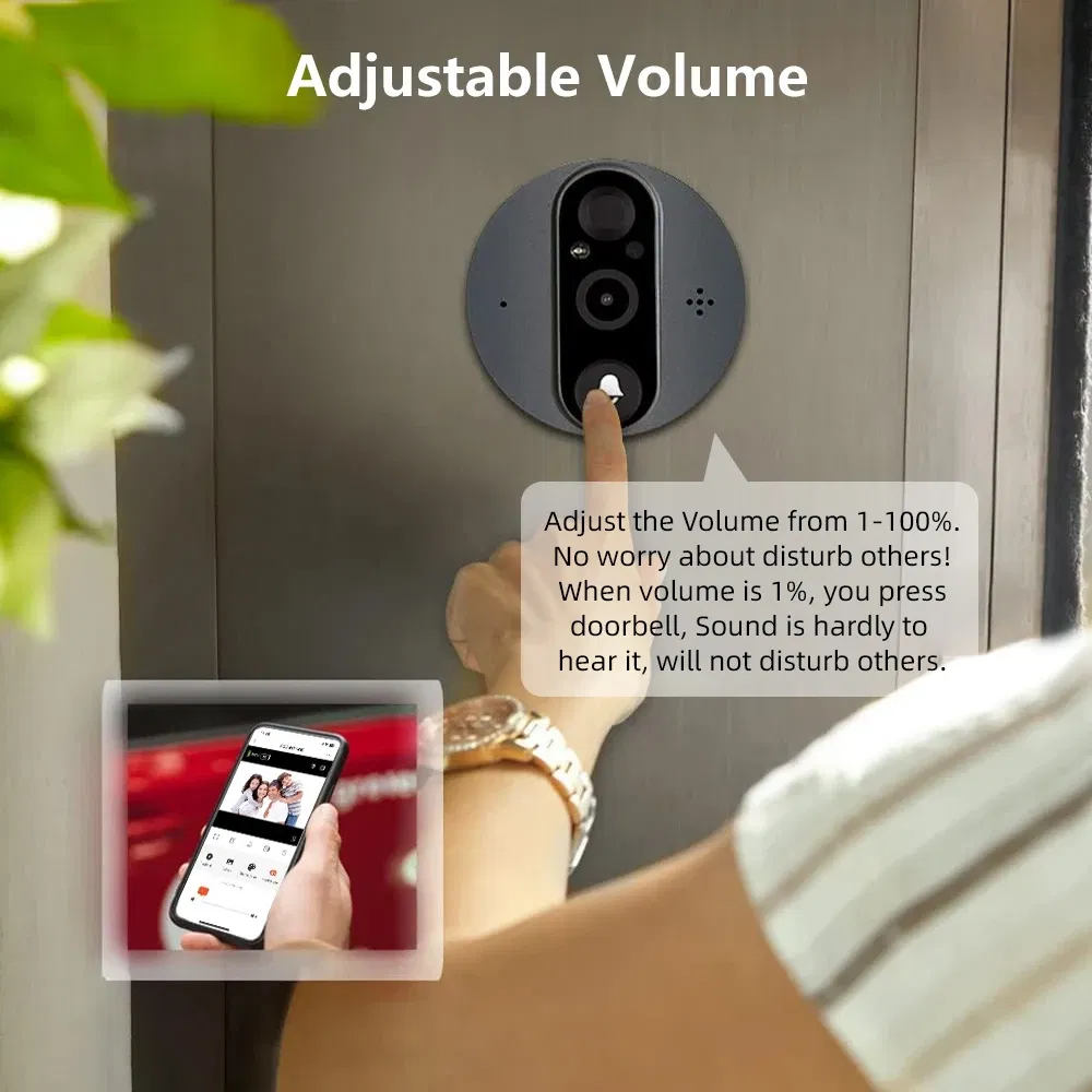 Color: black, Ships From: CHINA - New! 3MP Tuya Smart Life APP Home Battery WiFi Video Digital Door Peephole Viewer PIR IR Door Bell Magic Eye FHD Camera Alexa
