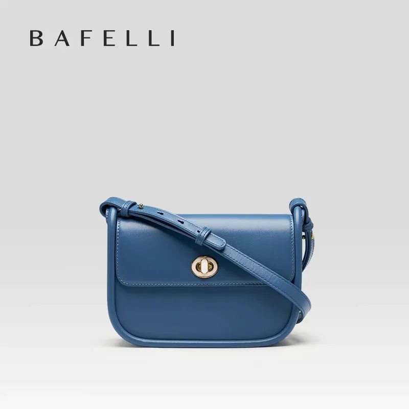 Color: Blue - BAFELLI 2024 WOMEN'S NEW TREND LEATHER SADDLE BAGS FASHION STYLE ORIGINAL DESIGNER LUXURY BRAND CASUAL CROSSBODAY PURSE SHOULDER