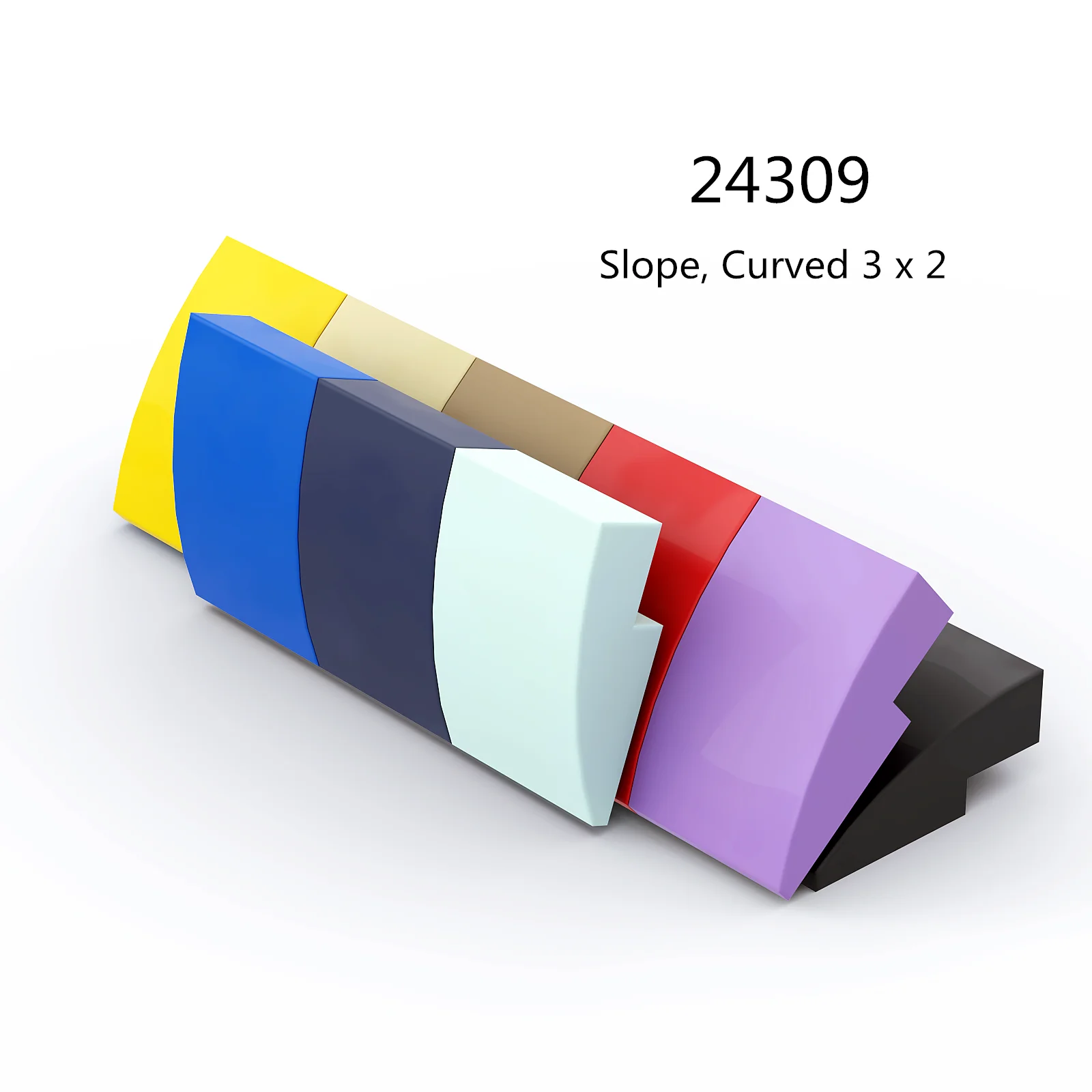 Color: black - 1 Pcs Buildings Blocks 24309 Slope Curved 3 x 2 Brick Collection Bulk Modular GBC Toy For High-Tech MOC