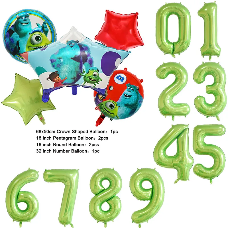 Color: WHITE, Capacity: 680ml - Monsters University Monsters, Inc. James P. Sullivan Theme Birthday Party Decoration Crown Shaped Balloon Set Baby Shower