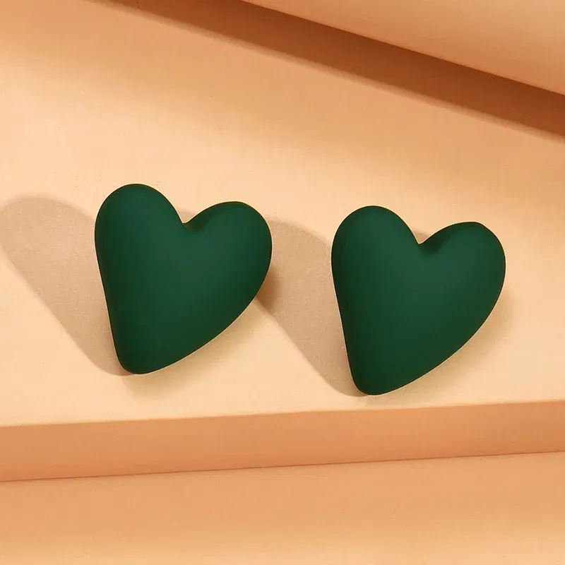 Metal Color: Antique Copper Plated - Koean Fashion Candy Color Acrylic Love Eardrop Simple Design Geometric Heart Party Jewelry Earrings Ear Studs All-match EarStuds