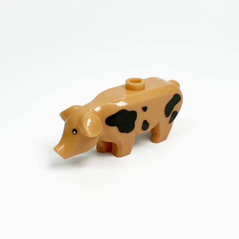 Color: Dark Khaki - MOC City Animal Building Block Figures Hare Dairy Cow Squirrel Dolphin Pug DIY Farm Street View Accessories Bricks Toys Gifts