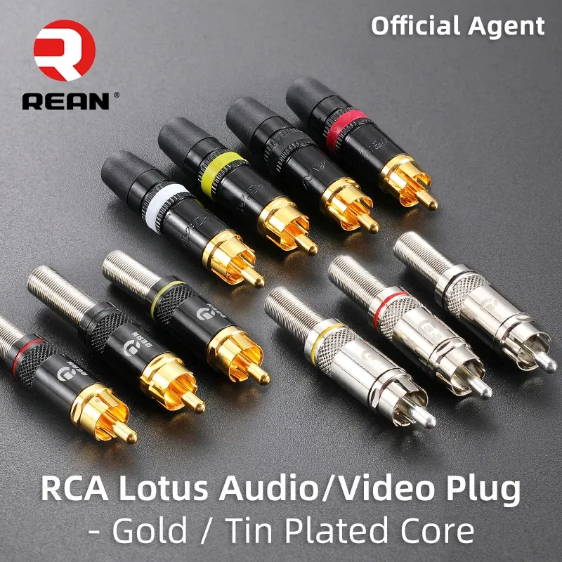 Color: WHITE - Original Neutrik's REAN Gold-plated Phono RCA Connector Audio Video Lotus Plug NYS373 Cable Connector NYS366 with Spring Tail