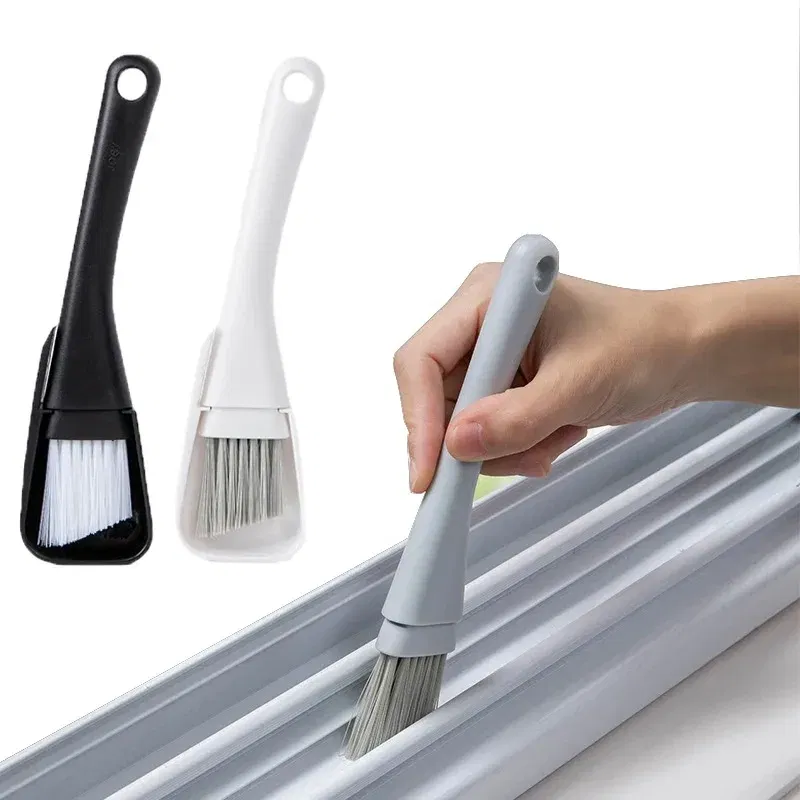 Color: Green - 2Pcs Window Groove Cleaning Brush Windows Slot Cleaner for Door Floor Gap Keyboard Brush+Dustpan Household Cleaning Tools Kit