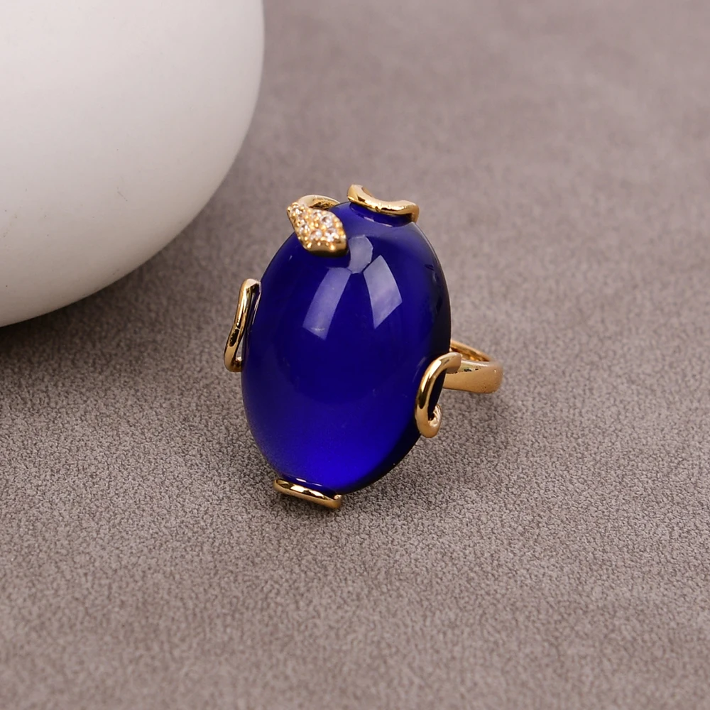 G-G Natural Thermosensitive stone Color changing stone CZ Crystal Rings Adjustable Temperature Ring
