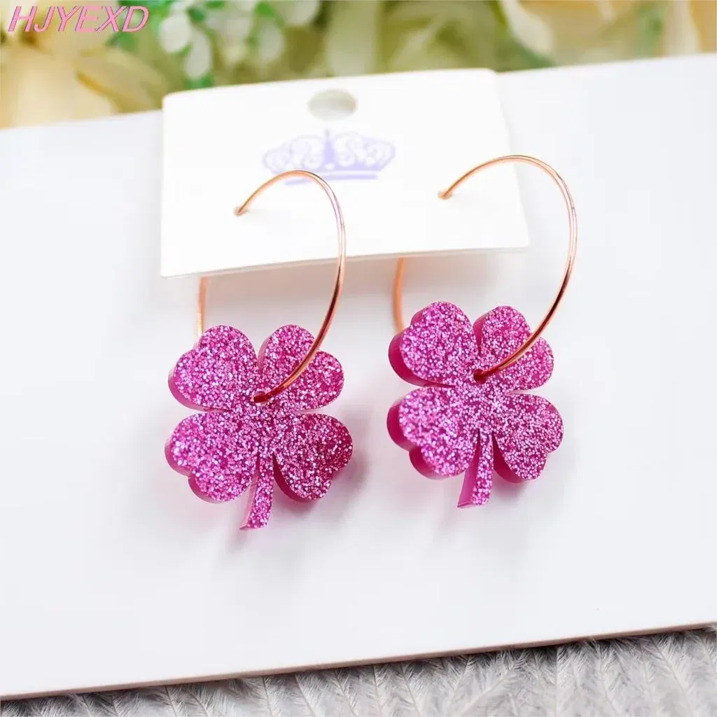 Metal Color: Red Wine, Ships From: CN - HP096 Acrylic Four Leaf Clover Dangle Earrings Beach Earrings Glitter Cute Acrylic Earrings