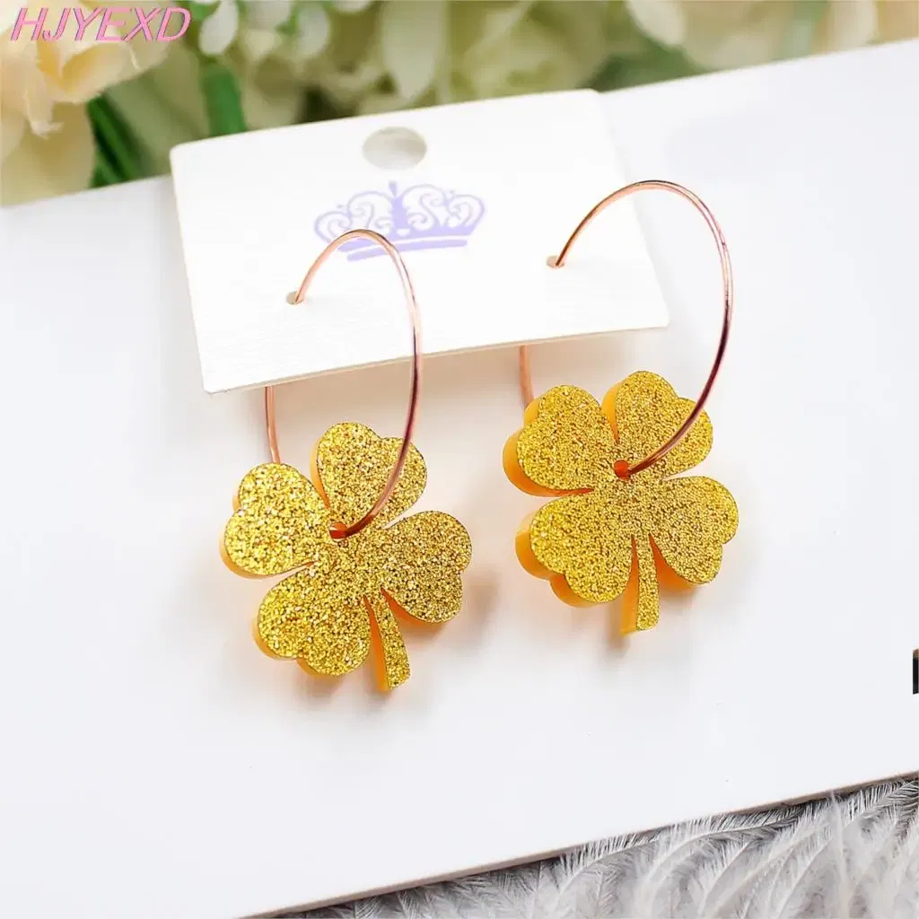 Metal Color: Red Wine, Ships From: CN - HP096 Acrylic Four Leaf Clover Dangle Earrings Beach Earrings Glitter Cute Acrylic Earrings