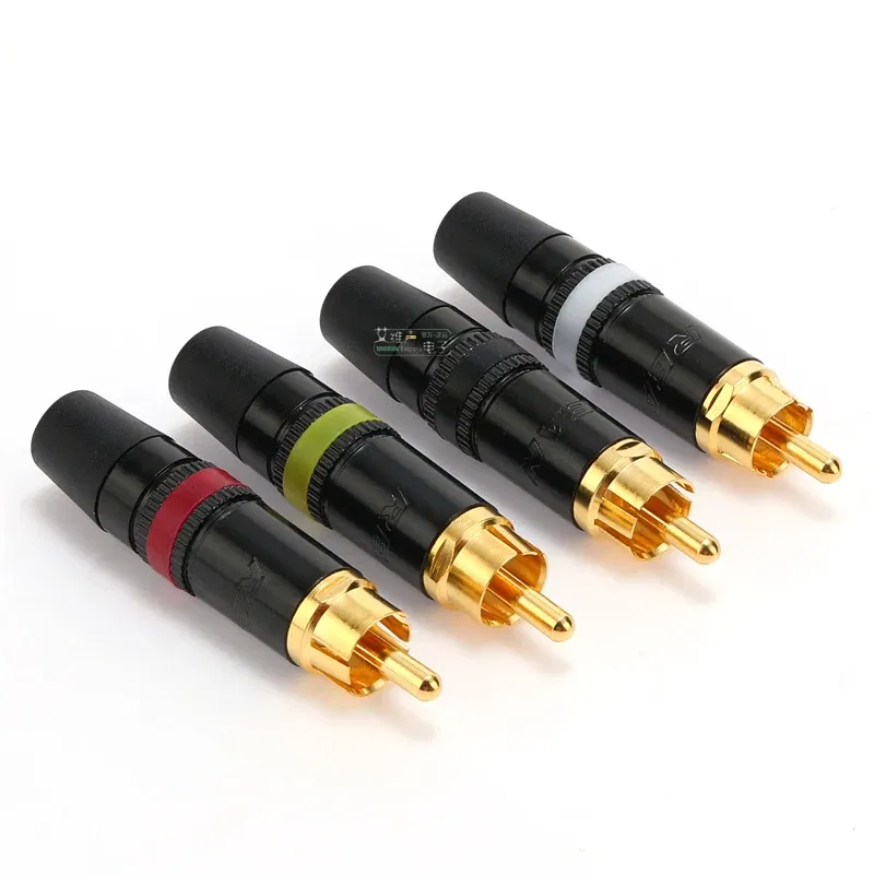 Color: Red - Original Neutrik's REAN Gold-plated Phono RCA Connector Audio Video Lotus Plug NYS373 Cable Connector NYS366 with Spring Tail