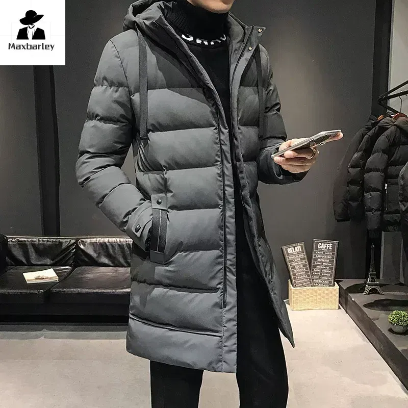 Color: GRAY, Size: XXL - Men Long Down Jackets Winter Coats Chaquetas Hooded Casual Winter Parkas High Quality Male Green Warm Parkas Coats Size 8XL