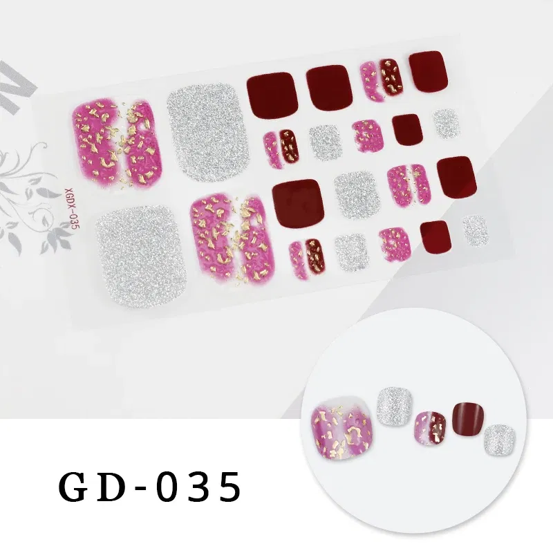 Color: Mixed Colors - Colorful Nail Stickers Foot Shiny Glitter Nails Charms Full Cover Self-Adhesive Nail Polish Stickers for Nails Art