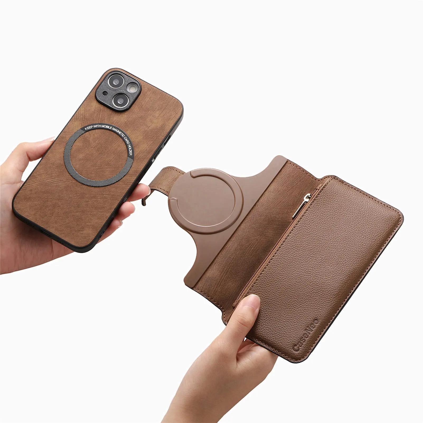 Color: SKY BLUE, Material: CANVAS - With Magsafe Wallet Case For Xiaomi Poco X6 X5 X3 M6 M5S M4 M3 F6 F5 Pro F3 C31 Zipper Leather Multi 6 Card Slot Removable Cover