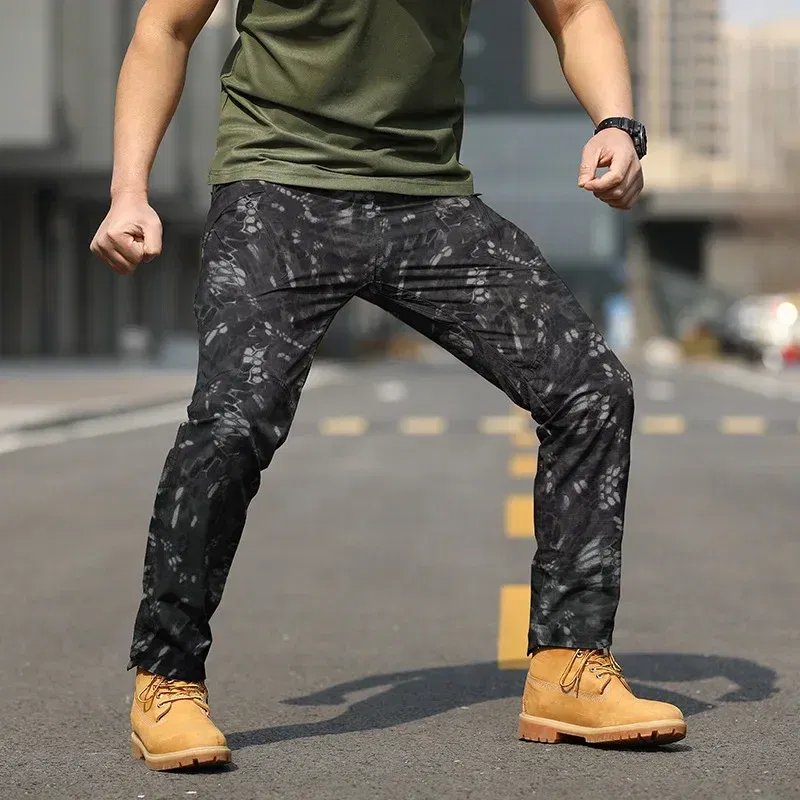 Color: GRAY, Size: M - Archon X9 Tactical Pants Slim Fit Waterproof Camouflage Training Pants Spring Autumn Breathable Waterproof Overalls Loose Wear