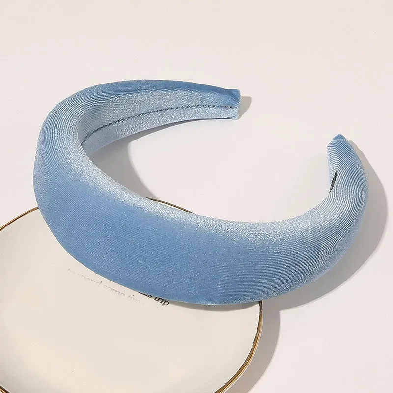 Color: SKY BLUE - 2020 New Padded Headbands for Women Wide Bezel Hairbands Thick Velvet Hair Hoop Girls Sponge Non-slip Hairband Hair Accessories