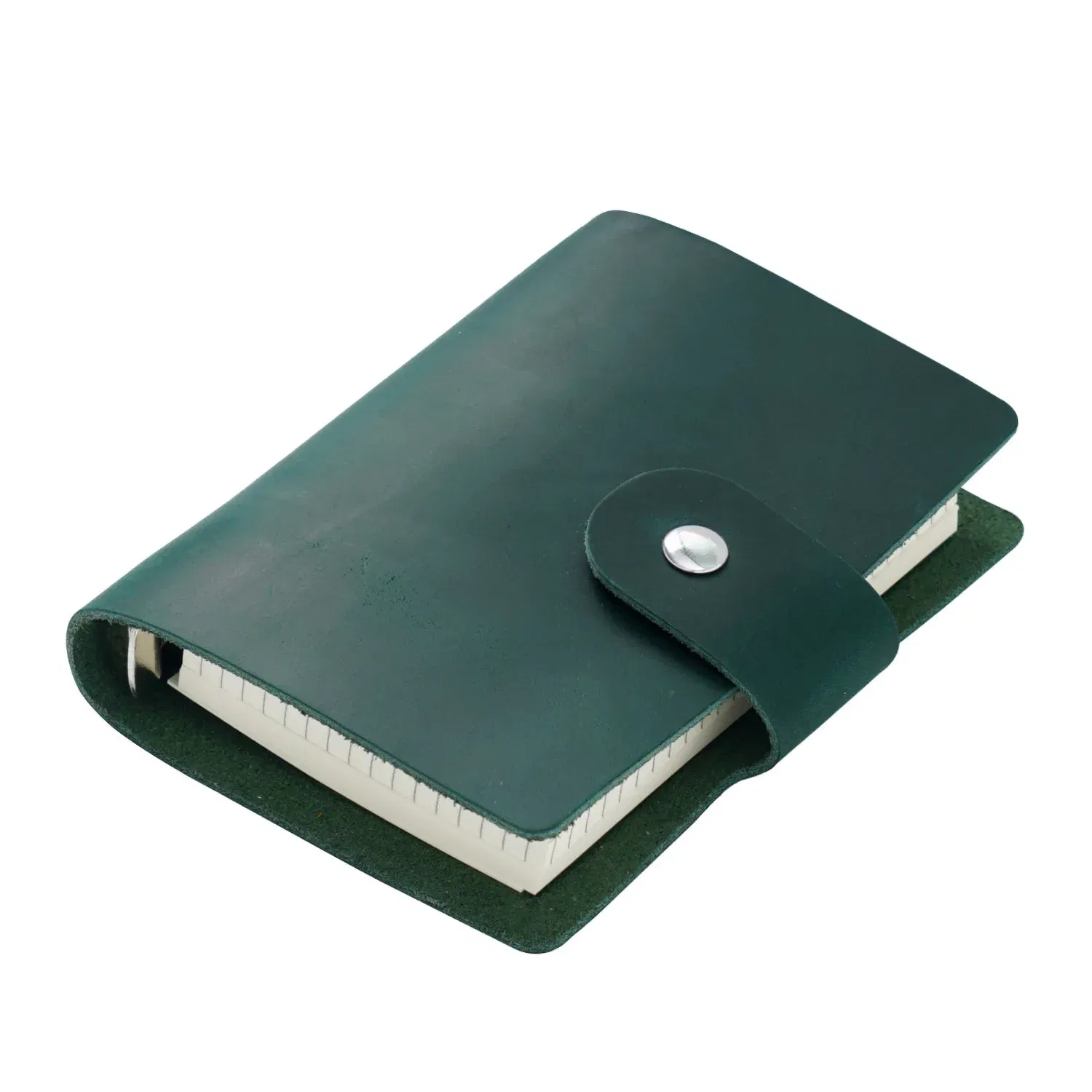 Color: Khaki - Genuine Leather A8 Size Ring Planner Cowhide 5-hole Rings Mini Notebook with 15 MM silver Rings Retro Organizer Diary Notepad