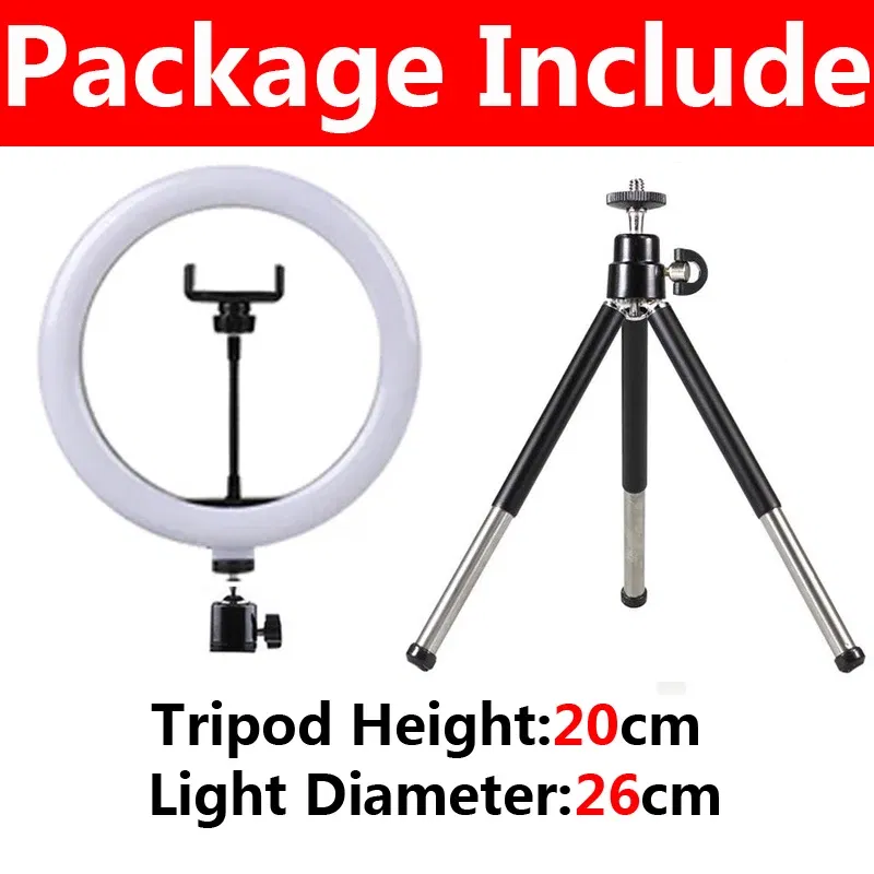 Color: SKY BLUE - 10 inch LED Selfie Ring Light Dimmable Photography Fill Lamp with Mini tripod for Mobile Phone Live Video Photo Studio Ringlight