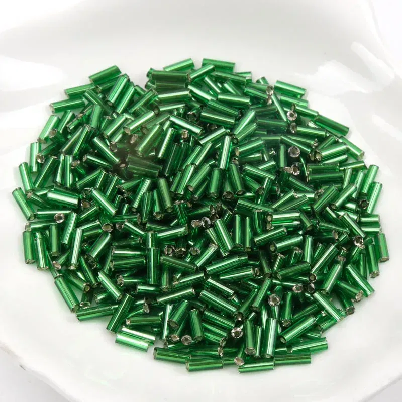 Color: Clear - Tube LINED Glass Czech Seed Spacer beads For jewelry handmade DIY Wholesale 17 colors 2x6mm 300pcs