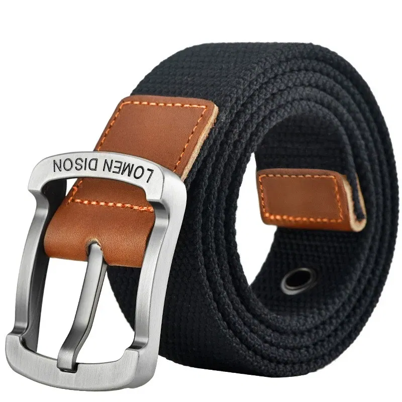Color: army green, Belt Length: 120cm - Tactical Canvas Men's Belt Fashion Casual All-match Jeans Accessories Girdle Outdoor Sports Hunting Nylon Pin Buckle Waistband