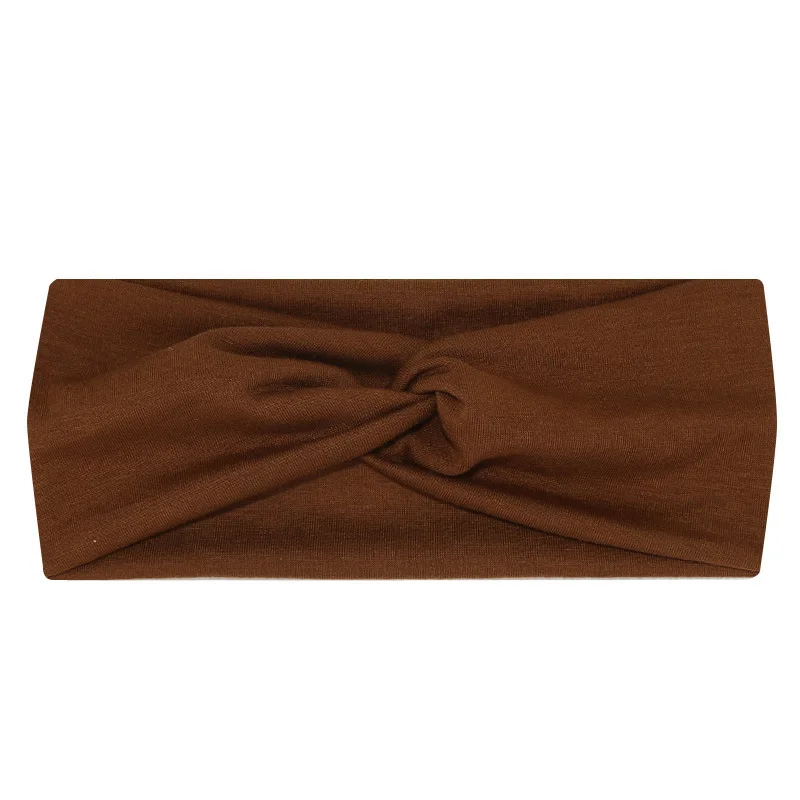 Color: Coffee, Ships From: CHINA - Pilates Elastic Hair Bands Yoga Headband Running Cycling Sweatband Turban Makeup Hair Hoop Makeup Headwrap Women
