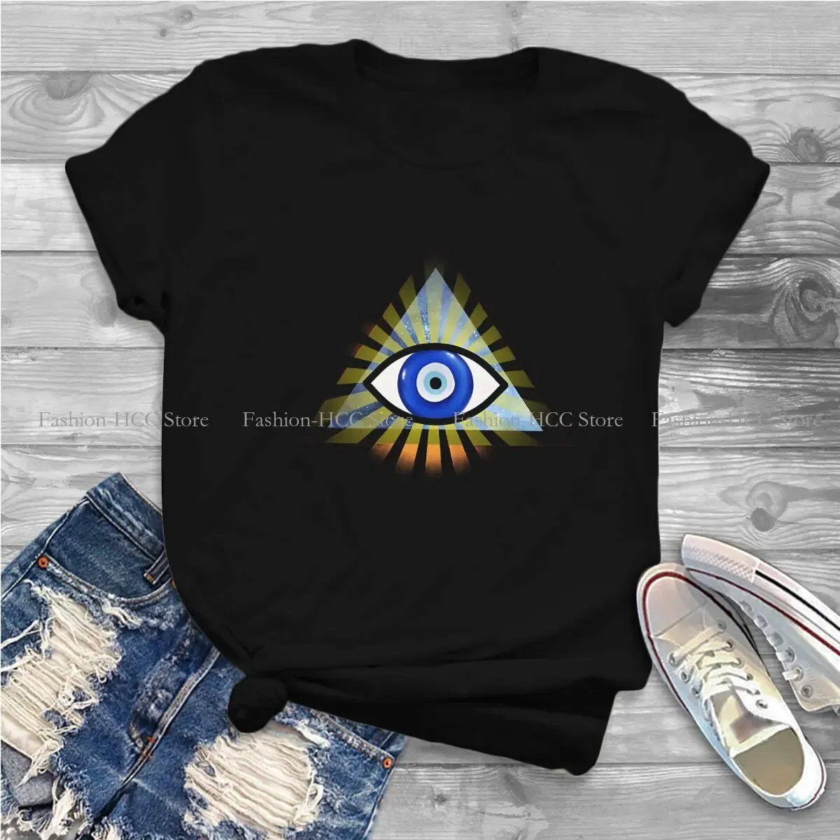 Color: WHITE, Size: S - Evil Eyes Polyester TShirts Evil Eye Protection - All Seeing Eye Personalize Homme T Shirt Hipster Tops