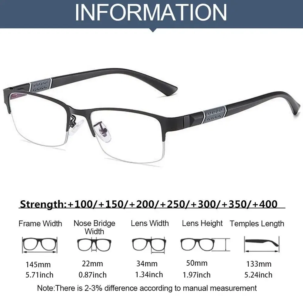 Frame Color: WHITE, Eye Prescription: +200 - Metal Anti-blue Light Reading Glasses Farsighted Eyeglasses Men Business Eyewear Diopter 0 +1.0 +1.5 +2.0 +2.5 +3.0 +3.5 +4.0