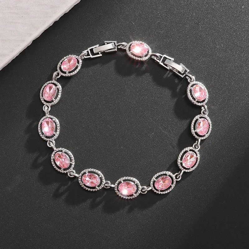 Metal Color: Blue - Fashion Exquisite Color Crystal Inlaid Ladies Charm Bracelet Engagement Wedding Jewelry