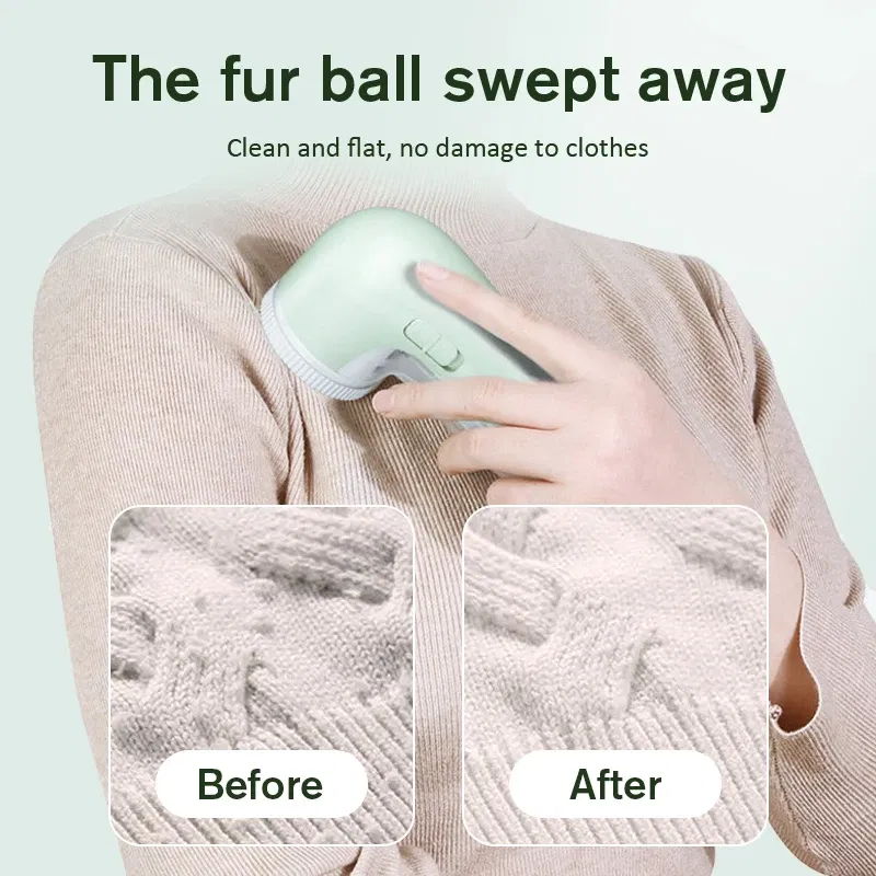 Color: WHITE - Household Clothes Shaver Fabric Lint Remover Fuzz Electric Fluff Portable Brush Blade Professional Rechargeable Fur Ball Trimmer