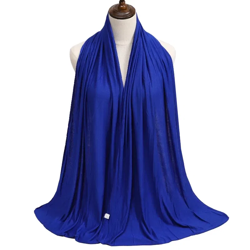 Color: Gold - Modal Cotton Jersey Hijab Scarf Long Muslim Shawl Plain Soft Turban Tie Head Wraps For Women Africa Headband 170x60cm