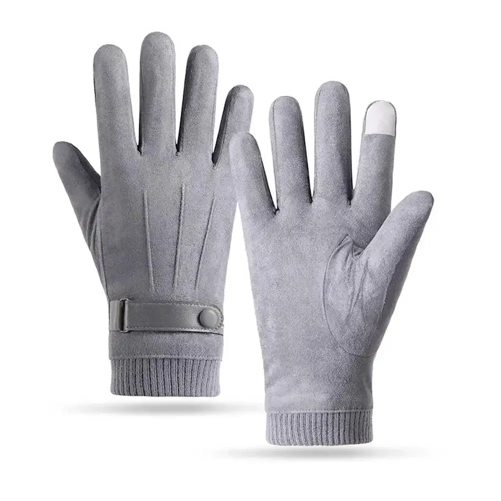 Color: black - Men's Winter rп?µр?‡?°?‚ки Suede Warm Split Military Finger Gloves Outdoor Riding Ski Fishing Male Touch-Screen Mittens