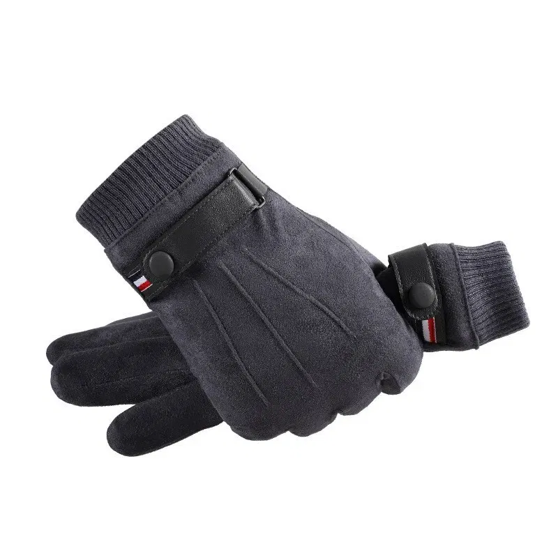 Color: black - Men's Winter rп?µр?‡?°?‚ки Suede Warm Split Military Finger Gloves Outdoor Riding Ski Fishing Male Touch-Screen Mittens