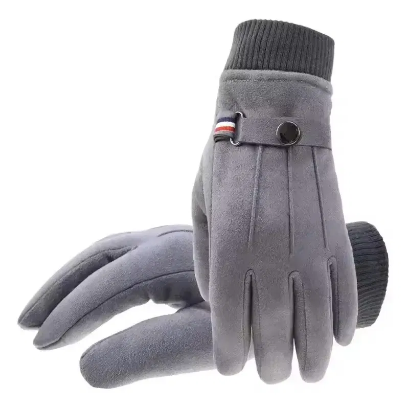 Color: black - Men's Winter rп?µр?‡?°?‚ки Suede Warm Split Military Finger Gloves Outdoor Riding Ski Fishing Male Touch-Screen Mittens