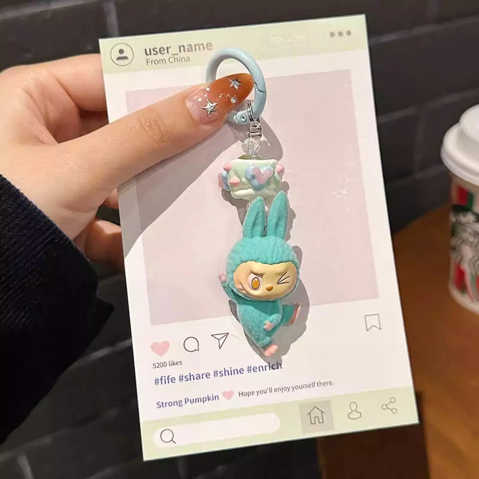 Color: green, Ships From: CHINA - New Cute Cartoon Labubu Phone Chain Hanging Rope Keychain Backpack Pendant Shoulder Bag Ornament Gift for Girlfriend