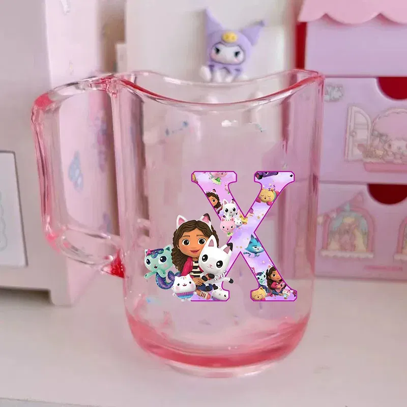 Color: light green, Size: Other - Gabby Dollhouse Letter A-Z Print Water Cup ABS Tooth Brushing Cups Anime Kawaii Cat Kids Toothglass Cups Kids Birthday Gift