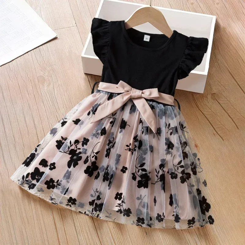 Color: Beige, Kid Size: 5 - Spring Autumn Full Sleeve Dress for Girls 3 to 8 Yrs Flower Girl Dress Children's Casual Clothing New Long Seelve Princess Dress