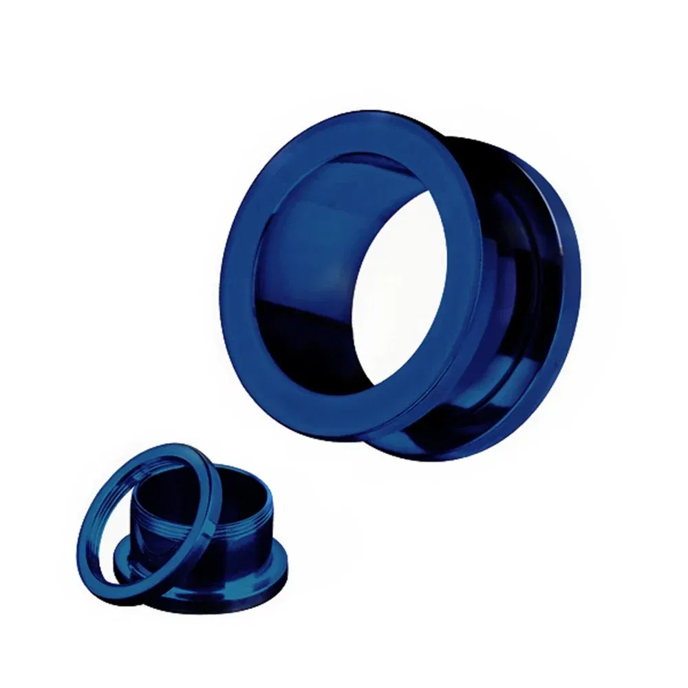 Metal color: Light Yellow Color, Main Stone Color: black - 2PCS Multi Color Steel Screw Fit Tunnel Ear Plug Stretcher Gauge 3-25mm Ear Lobe Tunnel Expander