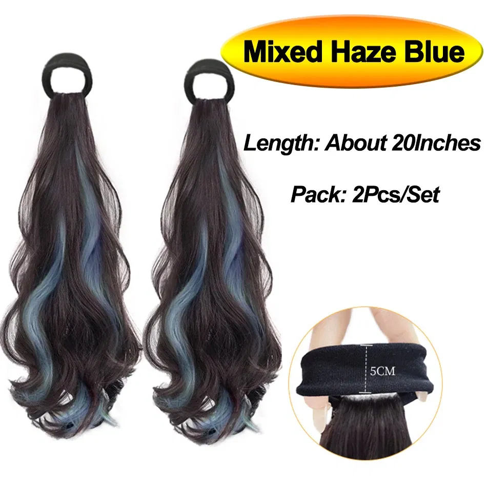 Color: #144, Stretched Length: 20inches - Synthetic Ponytails Hair Extension With Rubber Band Long Curly Wavy Layered Ponytail For Women Daily Use Heat Resistant Hair Wig
