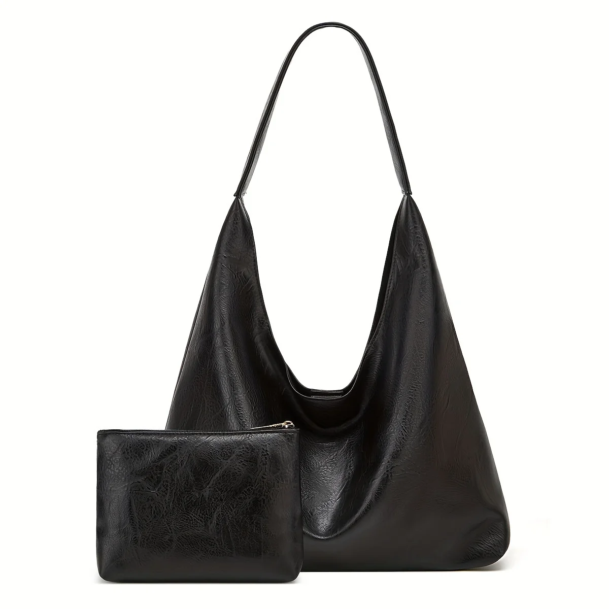 Color: black, Size: L - New Tote bag 100 hand bill of lading shoulder women's bag retro simple large bag Tote bag
