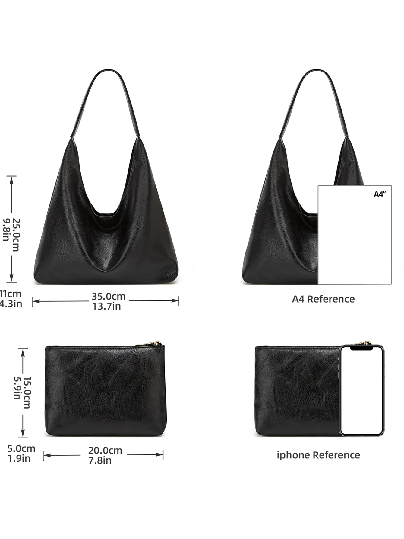 Color: black, Size: L - New Tote bag 100 hand bill of lading shoulder women's bag retro simple large bag Tote bag