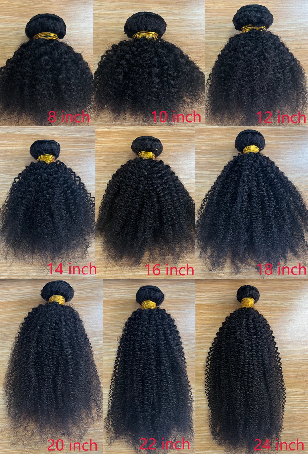Color: Natural Color, Stretched Length: 16inches - Afro Kinky Curly Bundles Brazilian 1/3 Afro Kinky Human Hair Bundles Deal 8-24" Hair Extensions Curly Human Hair Weave For Women