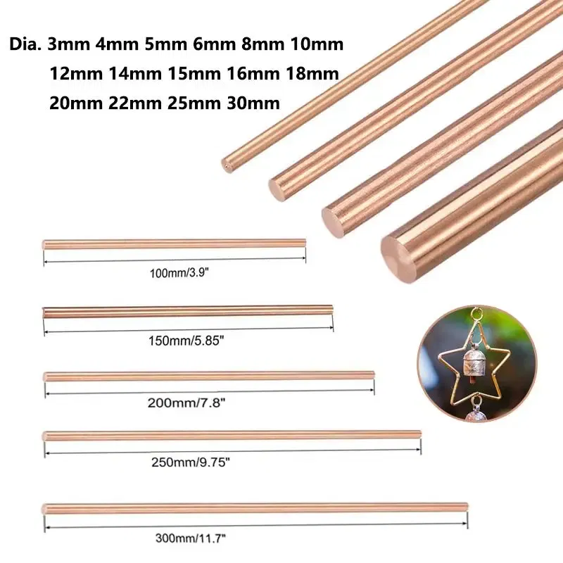 Color: Yellow, Specification: 25mm - 1pcs Copper Round Bar Metal Rod Milling Metalworking 3mm 4mm 5mm 6mm 8mm-30mm Length50mm-300mm Copper Rod