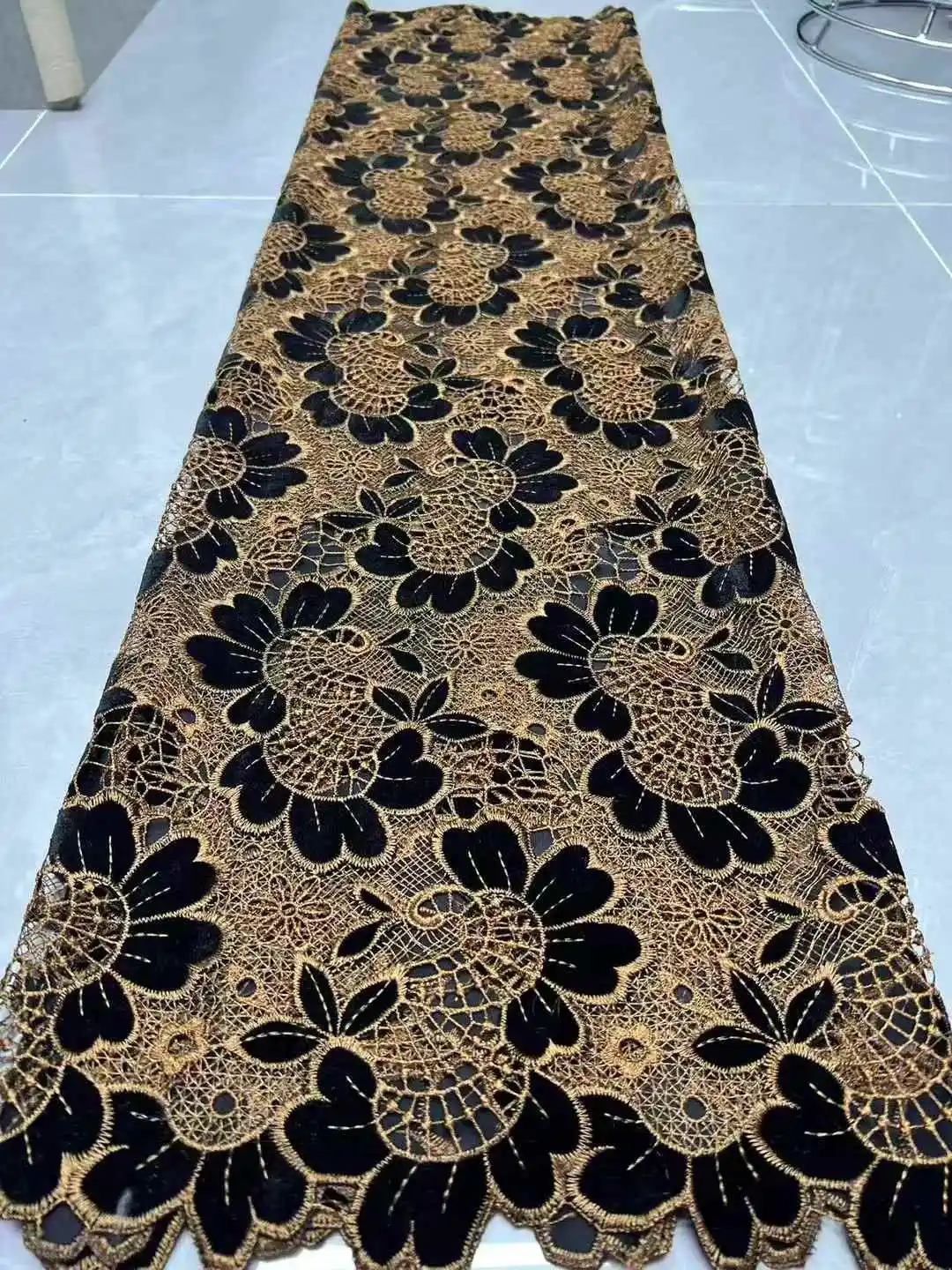 Color: WHITE, Width: 120cm, Length: 5 yards - 2026 Purple African Nigerian Velvet Lace Fabric High-Quality Embroidery for Wedding Party Sewing SHXI