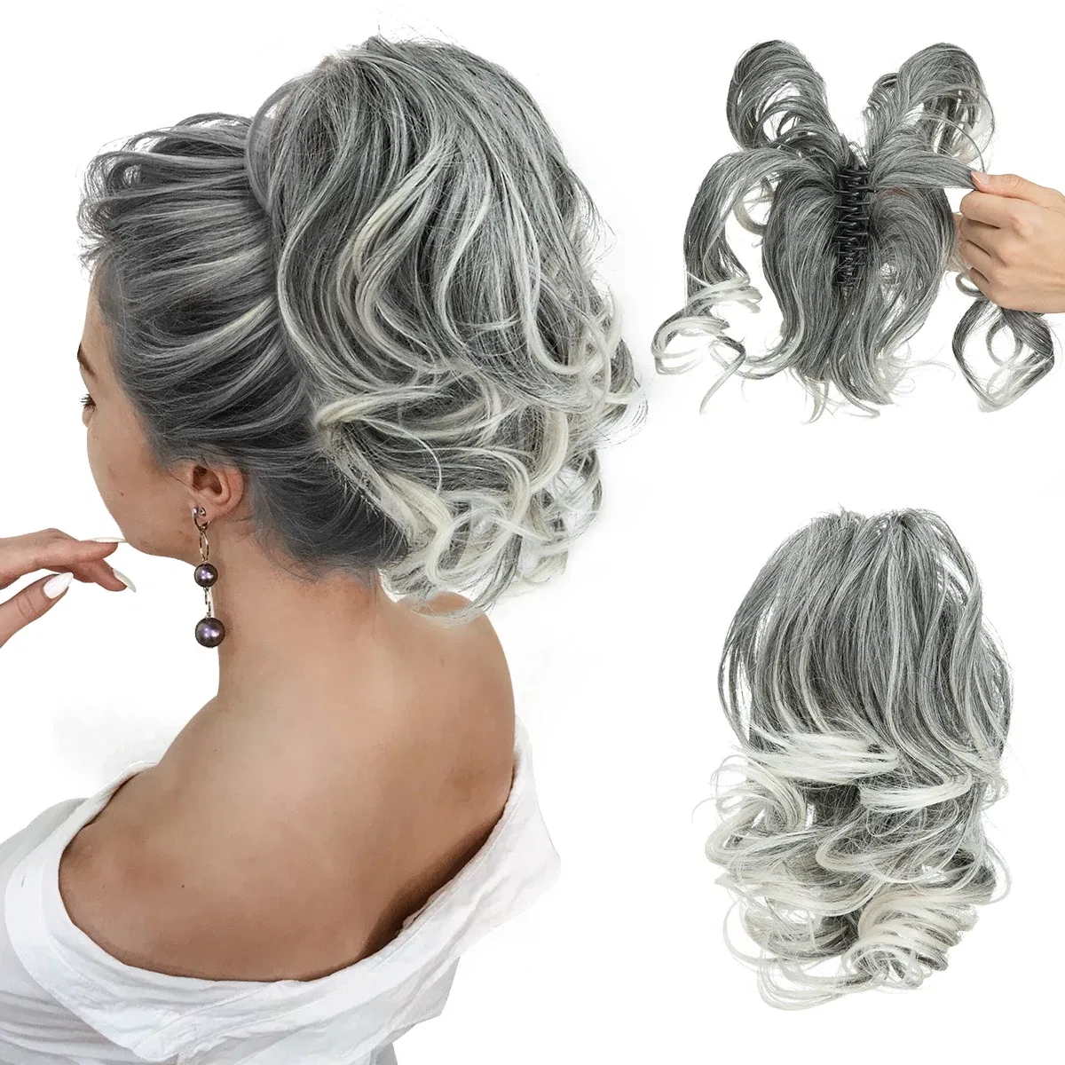 Color: Natural Color, Bulk Buy: 1pc - SARLA Synthetic Diy Claw Clip In Ponytail Extensions Hairpiece Hair Bun Fake Black Blonde Natural Hair False Pigtail for Women