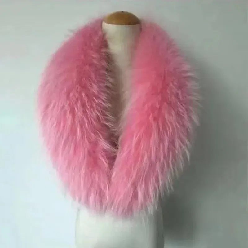 Color: Bright Yellow, Size: XXS - Winter Real Fox Fur Collar Woman Furry Natural Raccoon Fur Scarf Shawls Luxury Neck Warmer Wraps For Coat Fur Scarves Large Size